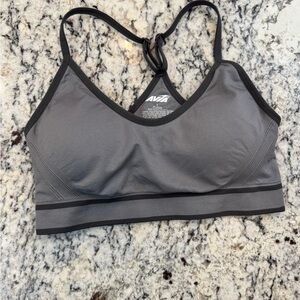AVIA Gray Strappy Back Sports Bra Size Large Athleisure Workout Top
